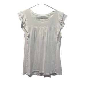 GAP White Ruffle Sleeve Tank Top Beachy Coastal Spring Coquette Cottagecore Cute